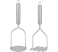 GANCEI Lot de 2 presse-purée en acier inoxydable pour écraser les pommes de terre, les avocats, les aliments mous, poignée ergonomique, ensemble d'ustensiles de cuisine argentés