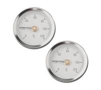 GANCEI Lot de 2 thermomètres bimétalliques en acier inoxydable pour systèmes de chauffage, 0-120 °C, 63 mm, argenté