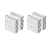 GANCEI Lot de 6 bacs de rangement empilables en plastique avec poignées, organiseurs blancs, pour cuisine, salle de bain, bureau, placard, étagère (12)