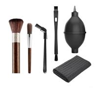 GANCEI Lot de 6 brosses de nettoyage à café avec brosses en nylon et bois, souffleur d'air et serviette de nettoyage, pour machine à expresso, suceur plat de précision