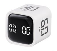 GANCEI Minuteur cube rechargeable avec volume réglable et compte à rebours silencieux, horloge de cuisine numérique avec batterie 500 mAh pour le travail, les études, l'exercice (blanc)
