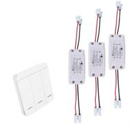 GANCEI RF433 Interrupteur de télécommande sans fil, AC 90-250 V, charge 10 A, bornes à connexion rapide, récepteur compact pour domotique (3 panneaux LN3+ à 3 voies)