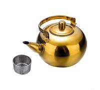 GANCEI Théière en acier inoxydable doré avec filtre et alarme d'ébullition, capacité de 1 L, 15 L, 2 L, bec de chauffage rapide, design pour cuisine, salle à manger, extérieur, élégante (1,5 l)