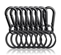 Gancio Portachiavi da 8 Pezzi,Portachiavi in Lega di Zinco Con Anello Portachiavi, Moschettone A Sgancio Rapido, Mini Moschettone Staccabile, Portachiavi Unisex (Nero)
