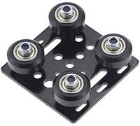 Gancon Accessoires d'imprimante 3D Poulie, avec plaque Profil de poulie en aluminium à fente en V, Profils en aluminium Norme UE 2020, Petite roue en V avec plaque, Pièces CNC, Noir