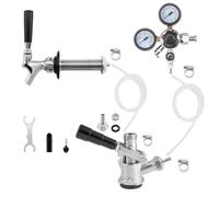 GANCOWISE Kit de conversion de montage de porte Kegerator à robinet unique avec régulateur CGA-320 à double jauge et coupleur de fût D-System pour bars, pubs et restaurants (réservoir de CO2 non