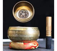 Gandhanra bol chantant tibétain,Sculpté de cinq bouddha et de mantras,fait à la main au Népal