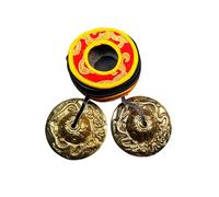 Gandhanra Ensemble de clochettes tibétaines Tingsha - Cymbales tibétaines - Fabriqué en laiton, motif dragon,6,5 cm / 2,6 pouces