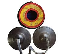 Gandhanra Ensemble de clochettes tibétaines Tingsha - Cymbales tibétaines - Fabriqué en laiton, motif simple, 6,5 cm / 2,6 pouces