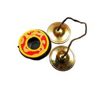 Gandhanra Ensemble de clochettes tibétaines Tingsha - Cymbales tibétaines - Fabriqué en laiton, motif simple, 6,5 cm / 2,6 pouces