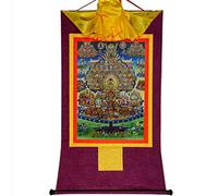 Gandhanra Thangka Tibétain - Arbre refuge Karma Kagyü Thangka - Peinture Tantrique Bouddha à Dorure - Tapisserie Mural pour Décoration Zen - Méditation et Relaxation Spirituelle