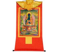 Gandhanra Thangka Tibétain - Bhaisajyaguru Bouddha de la médecine Thangka - Peinture Tantrique Bouddha à Dorure - Tapisserie Mural pour Décoration Zen - Méditation et Relaxation Spirituelle