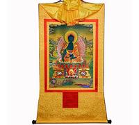 Gandhanra Thangka Tibétain - Bhaisajyaguru Bouddha de la médecine Thangka - Peinture Tantrique Bouddha à Dorure - Tapisserie Mural pour Décoration Zen - Méditation et Relaxation Spirituelle