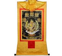 Gandhanra Thangka Tibétain - Jambhala jaune Thangka - Peinture Tantrique Bouddha à Dorure - Tapisserie Mural pour Décoration Zen - Méditation et Relaxation Spirituelle