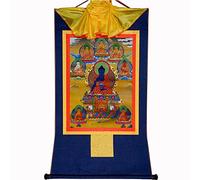Gandhanra Thangka Tibétain - Les huit Bouddhas de la médecine Thangka - Tapisserie Murale de Bouddha à Dorure pour Décoration Zen, Méditation, Relaxation Spirituelle et Paix