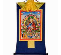 Gandhanra Thangka Tibétain - Les Trois Maîtres Guru Rinpoché Thangka - Tapisserie Murale de Bouddha à Dorure pour Décoration Zen, Méditation, Relaxation Spirituelle et Paix