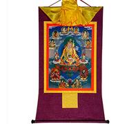 Gandhanra Thangka Tibétain - Padmasambhava - Guru Rinpoch Thangka - Peinture Tantrique Bouddha à Dorure - Tapisserie Mural pour Décoration Zen - Méditation et Relaxation Spirituelle
