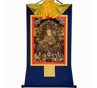Gandhanra Thangka Tibétain - Padmasambhava Guru Rinpoch Thangka - Peinture Tantrique Bouddha à Dorure - Tapisserie Mural pour Décoration Zen - Méditation et Relaxation Spirituelle