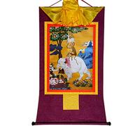 Gandhanra Thangka Tibétain - Quatre animaux harmonieux Thangka - Peinture Tantrique Bouddha à Dorure - Tapisserie Mural pour Décoration Zen - Méditation et Relaxation Spirituelle