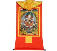 Gandhanra Thangka Tibétain - Saraswati Thangka - Peinture Tantrique Bouddha à Dorure - Tapisserie Mural pour Décoration Zen - Méditation et Relaxation Spirituelle