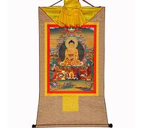 Gandhanra Thangka Tibétain - Shakyamuni Thangka - Peinture Tantrique Bouddha à Dorure - Tapisserie Mural pour Décoration Zen - Méditation et Relaxation Spirituelle
