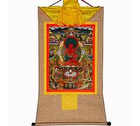 Gandhanra Thangka Tibétain - Terre Pure d'Amitabha Thangka - Peinture Tantrique Bouddha à Dorure - Tapisserie Mural pour Décoration Zen - Méditation et Relaxation Spirituelle