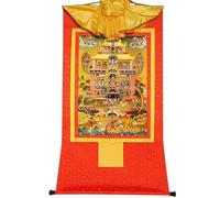 Gandhanra Thangka Tibétain - Terre Pure de Guru Rinpoche Thangka - Peinture Tantrique Bouddha à Dorure - Tapisserie Mural pour Décoration Zen - Méditation et Relaxation Spirituelle