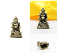 Gandhanra Tibetan Tantrique Mini Bouddha Statue-Jambhala Jaune, sculpté à la Main du Népal, Aspect Laiton Antique, Figurines pour Collectionner, méditer, décorer