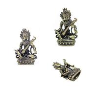 Gandhanra Tibetan Tantrique Mini Bouddha Statue-Sarasvati, sculpté à la Main du Népal, Aspect Laiton Antique, Figurines pour Collectionner, méditer, décorer