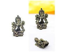 Gandhanra Tibetan Tantrique Mini Bouddha Statue-Vert Tara, sculpté à la Main du Népal, Aspect Laiton Antique, Figurines pour Collectionner, méditer, décorer