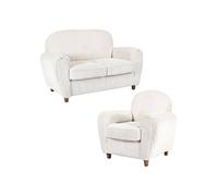 GANDY - Ensemble Fauteuil et Canapé Club 2 Places Tissu Velours Côtelé Beige - Altobuy Beige