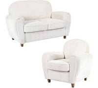 GANDY - Ensemble Fauteuil et Canapé Club 2 Places Tissu Velours Côtelé Beige - Altobuy Beige