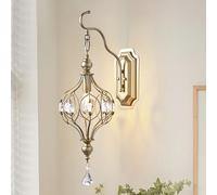 Ganeed Appliques murales en cristal Appliques murales rustiques de style français rétro vintage pour couloir porche palier salon 1 lumière E14 Champagne doré (1 paquet)