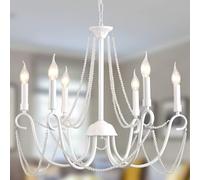 Ganeed Lustre Français Country Retro Suspensions Lumières Décor Ancienne Mode pour Chambre Intérieure Blanc 6 Lumières