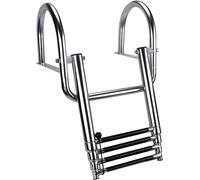 Ganekihedy échelle pour Bateau de Bain Piscine Acier Inoxydable Échelle Télescopique Intérieure À 4 Marches, Échelle De Quai avec Mains Courantes, Pliant Échelle pour Bateaux Pontons/Yachts