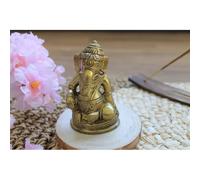 Ganesh assis laiton doré mat 8.2 cm