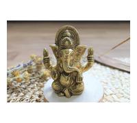 Ganesh assis laiton doré mat 9.2 cm