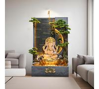 Ganesh Fontaine à eau d'intérieur en résine 200 cm - Décor zen avec lumières LED et fontaine à eau coulante Grand rideau d'eau