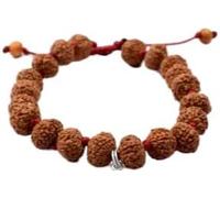 Ganesha Arts 10 bracelets Mukhi Krishna d'Indonésie/10 Mukhi Rudraksha Java Bracelet avec fil de soie rouge (14 mm), taille unique, bois, sans pierre précieuse, One Size, Bois, Pas de gemme