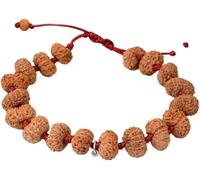 Ganesha Arts 12 bracelets Mukhi Surya d'Indonésie/12 Mukhi Rudraksha Java Bracelet en fil de soie rouge (14 mm), taille unique, bois, sans pierre précieuse, One Size, Bois, Pas de gemme