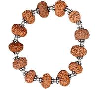 Ganesha Arts 12 bracelets Mukhi Surya d'Indonésie/12 Mukhi Rudraksha Java en argent 925 Chakri et boules (12 mm), taille unique, bois, sans pierre précieuse, One Size, Bois, Pas de gemme