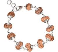 Ganesha Arts 12 bracelets Mukhi Surya en provenance d'Indonésie/12 Mukhi Rudraksha Java en argent 925 (14 mm), taille unique, bois, sans pierre précieuse, One Size, Bois, Pas de gemme