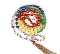 Ganesha Arts Collier Mala 7 Chakras Naturel 6 mm Pierre Cristal 108 Perles Jaap Mala, 0, Bois, Sans Pierre Précieuse, 0, Bois, Pas de gemme