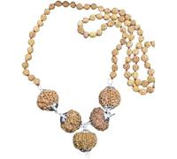 Ganesha Arts Combinaison Rudraksha pour dirigeants et hommes d'affaires 7,7,8,11,12 Mukhi Népal en argent pur capuchons attachés dans Rudraksha Mala (gros), 0, bois, sans pierre précieuse, 0, Bois