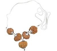 Ganesha Arts Combinaison Rudraksha pour Navagraha Shanti 3,5,10,11,12 Mukhi Népal en argent attaché à une chaîne en argent pur (minuscule), 0, bois, sans pierre précieuse