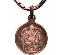 Ganesha Arts Médaillon Kuber en cuivre antique avec chaîne en cuivre (grand)
