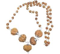 Ganesha Arts Rudraksha Combinaison de pouvoirs d'affaires pour dirigeants et hommes d'affaires 7,7,8,11,12 Mukhi Népal en argent pur capuchons attachés dans un mala en argent pur (moyen), 0, bois