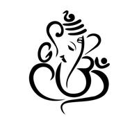 Ganesha, dieu éléphant de l'hindouisme Stickers muraux 68x87.7cm Décoration artistique Noir