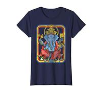 Ganesha God Retro - Yoga - Spiritual - Meditation - Vintage T-Shirt, Femme, Bleu Marine, 3XL