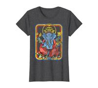 Ganesha God Retro - Yoga - Spiritual - Meditation - Vintage T-Shirt, Femme, Chiné Foncé, S
